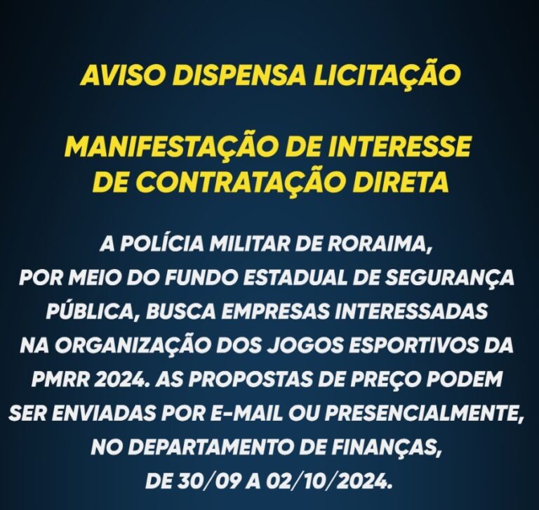 AVISO – Eventual contratação de empresa para a realização dos jogos esportivos